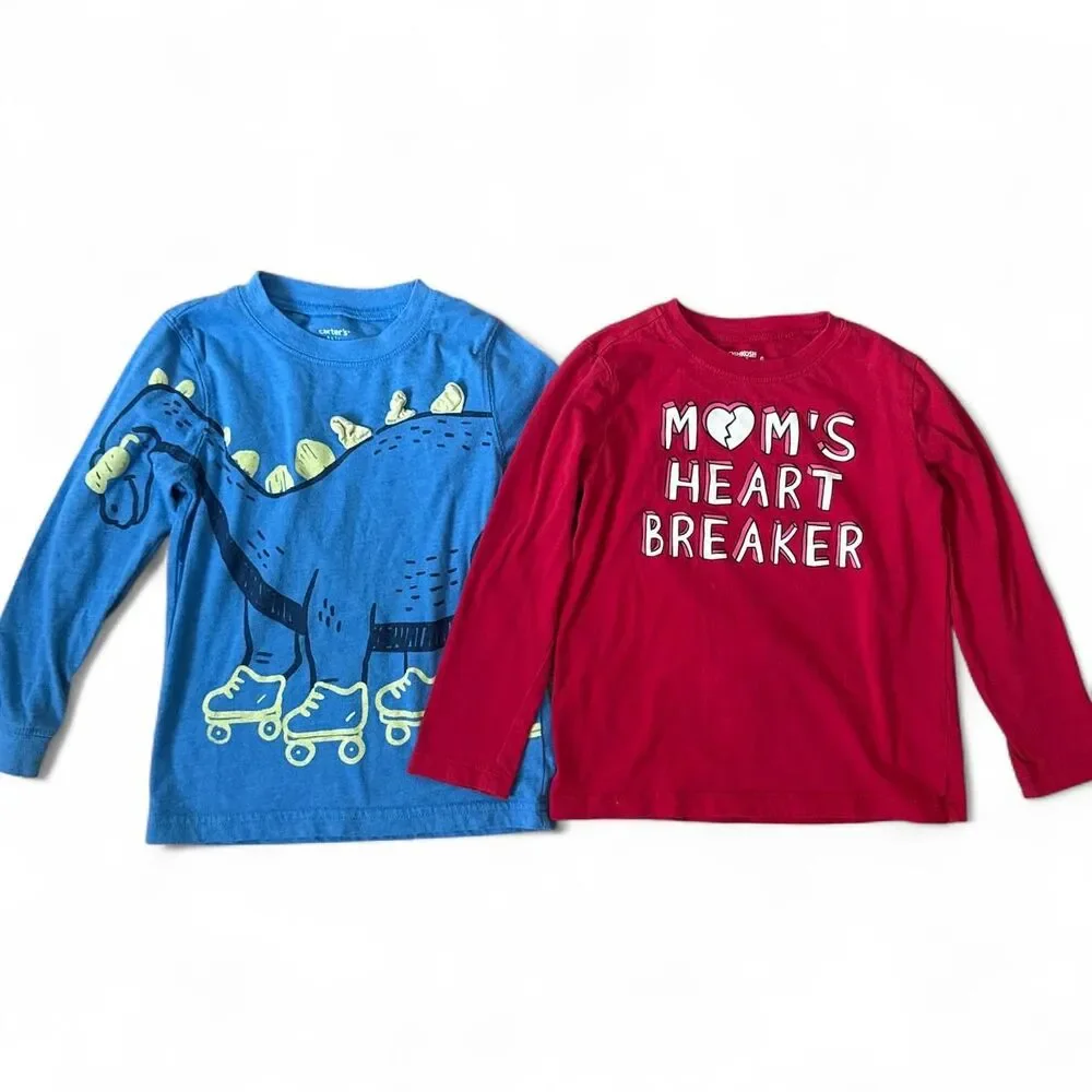 Boys 4T Long Sleeve Shirts Lot Carter’s & OshKosh Dinosaur